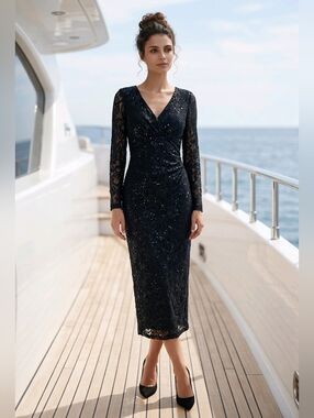 Lacy Sequin Party Dress 10